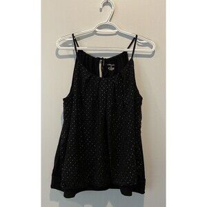 Lane Bryant Size 18-20 Black Top w/ Gold Sequence Dots. Sleeveless & Layered